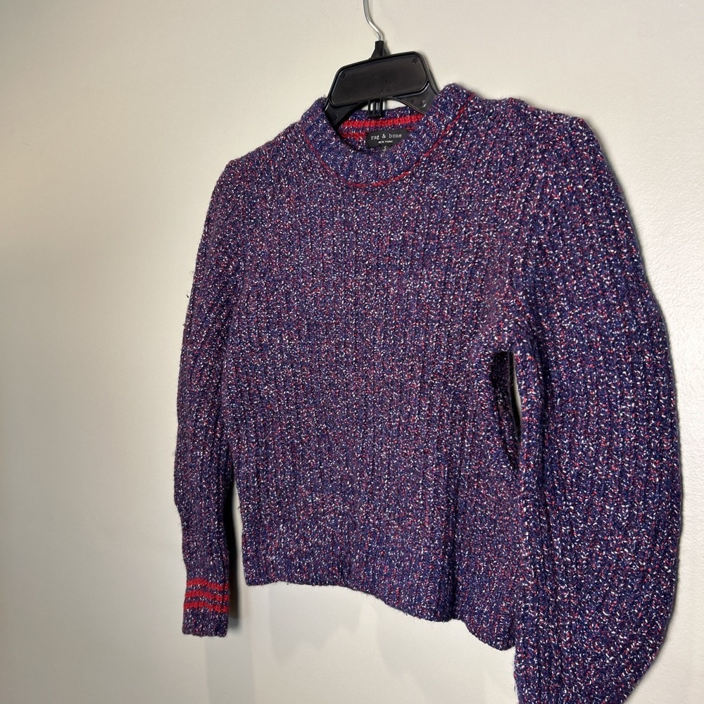 Rag & Bone purple mock neck Confetti Knit Sweater Cropped Size Small - Picture 9 of 9